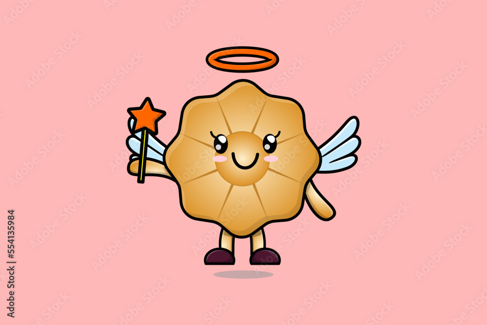Fototapeta premium Cute Cartoon Cookies character in the form of fairy in 3d cartoon style concept