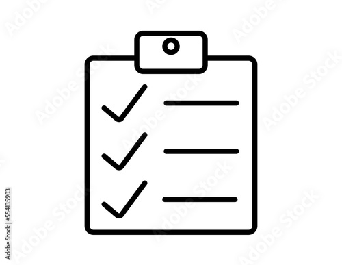 Clipboard icon with note. Vector with checklist for tasks and obligations on white background