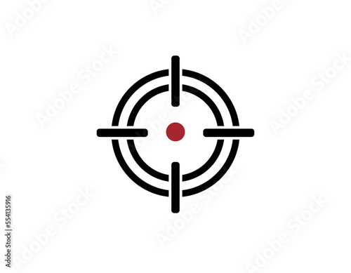 Target icon. Vector crosshairs for gun and shooting with red center on white background