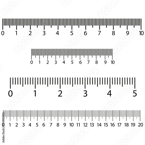 Black ruler scale. Graphic element. Vector illustration. stock image.