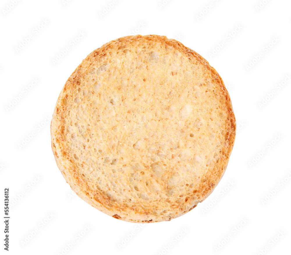 Tasty organic rusk isolated on white, top view Tasty organic rusk isolated on white, top view