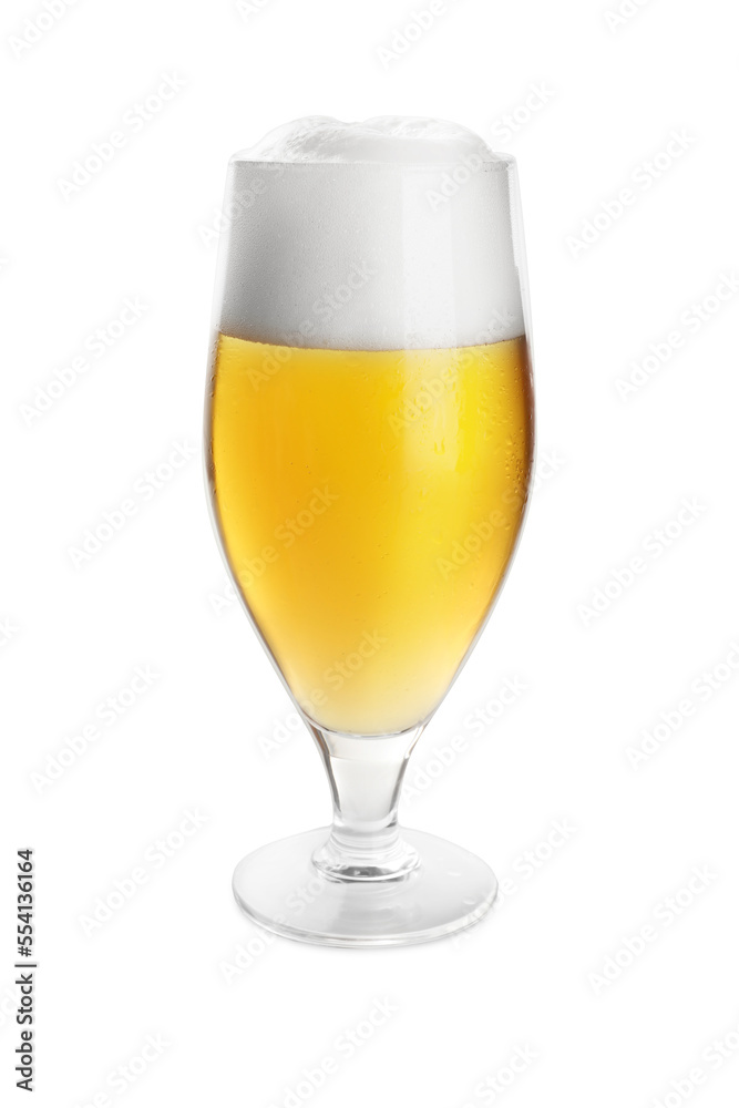 Glass of tasty light beer on white background Glass of tasty light beer on white background