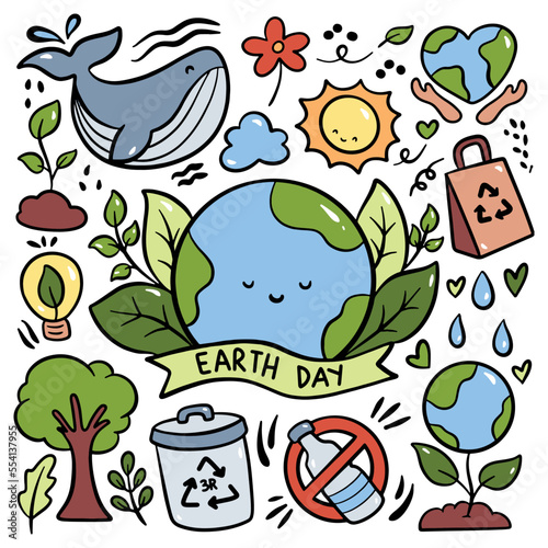 Hand drawn earth day doodle 
