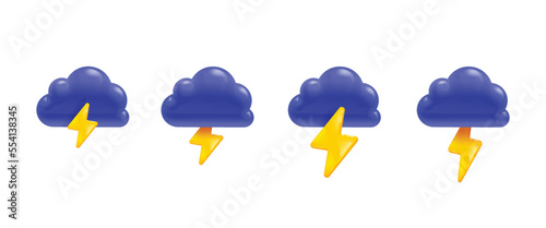 Cartoon Clouds with Lightening in Realistic Style