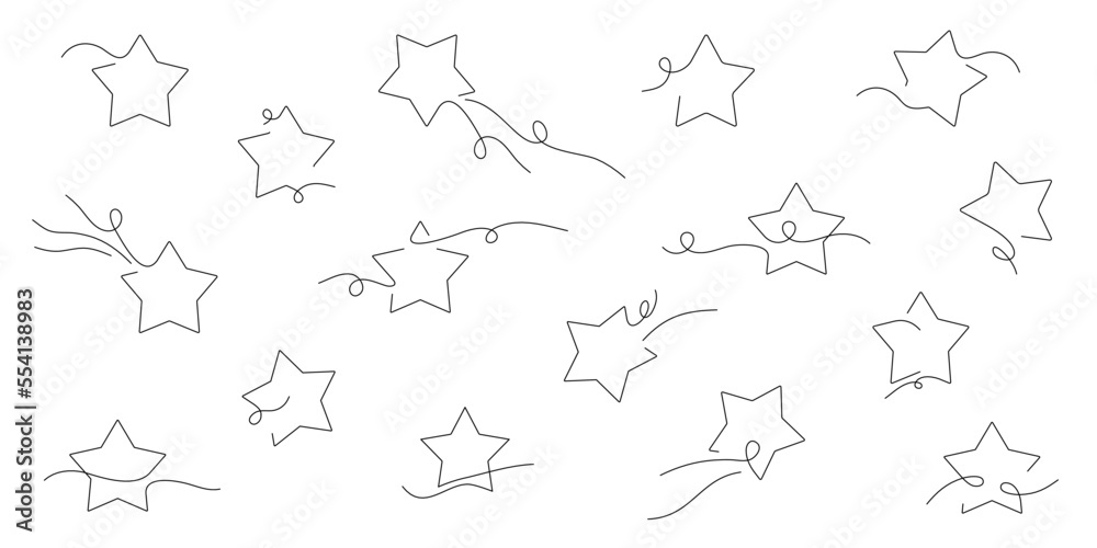 Zestaw gwiazdek - kolekcja płaskich ikon. Proste elementy do projektów - gwiazda, fajerwerki, spadająca gwiazda.