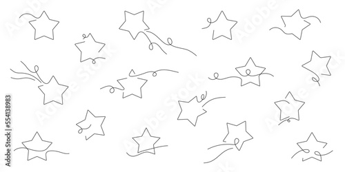 Zestaw gwiazdek - kolekcja płaskich ikon. Proste elementy do projektów - gwiazda, fajerwerki, spadająca gwiazda.