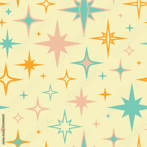 Retro vintage Mid Century pattern in 70s style. Retro geometrical seamless background. Vector illustration