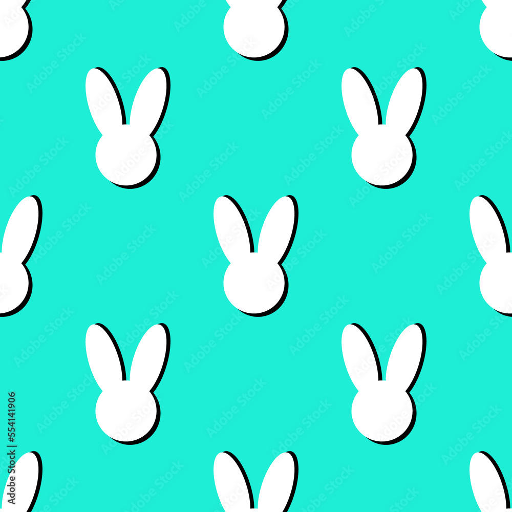 Obraz premium Seamless pattern with white rabbit heads
