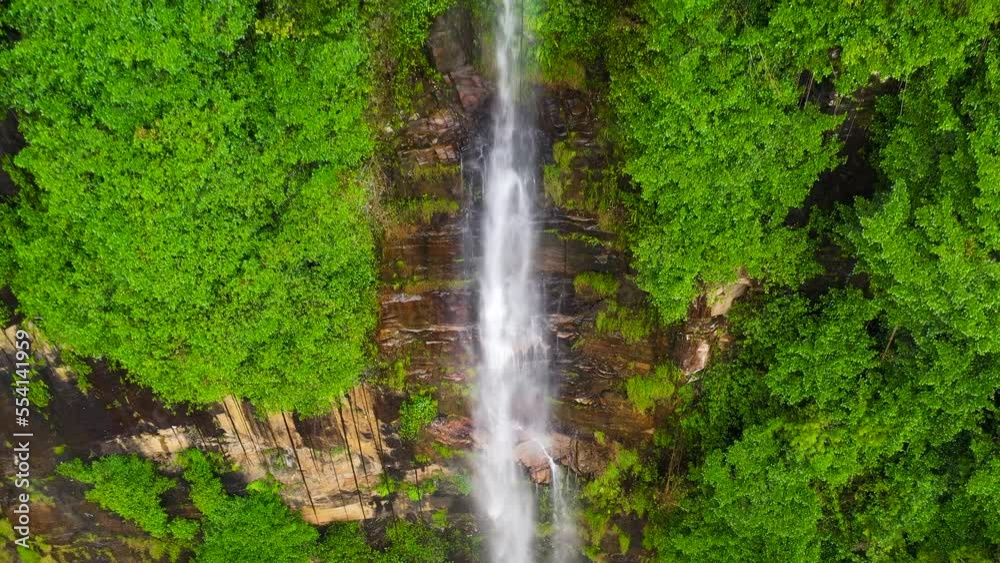 Top view of Waterfall in the rainforest, jungle. Sri Lanka. Top view of Waterfall in the rainforest, jungle. Sri Lanka.