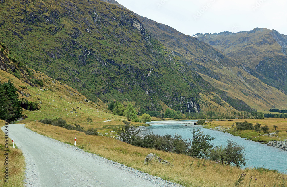 Road in Matukituki Valley, New Zealand