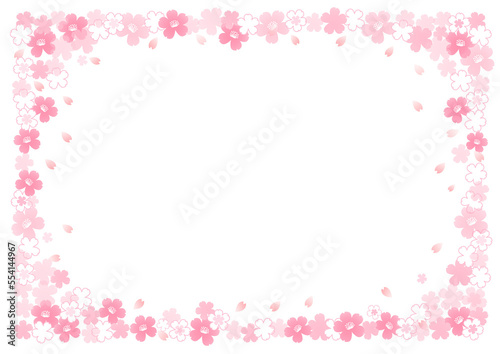 イラスト素材: 桜　飾り枠　春　白（透過背景）