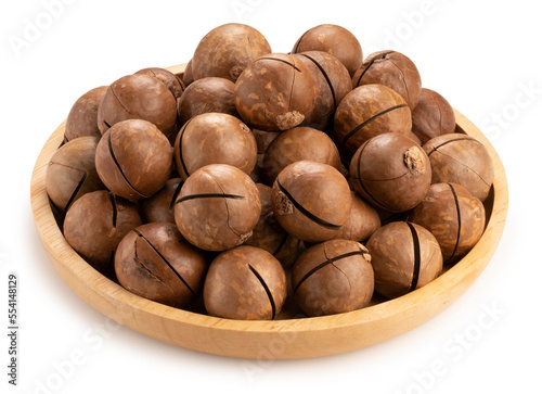 Wallpaper Mural Roasted Macadamia nut in wooden plate on wooden background, Macadamia nuts on wooden background. Torontodigital.ca