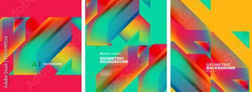 Set of abstract backgrounds. Overlapping geometric elements composition. Vector Illustration For Wallpaper, Banner, Background, Card, Book Illustration, landing page