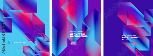 Set of abstract backgrounds. Overlapping geometric elements composition. Vector Illustration For Wallpaper, Banner, Background, Card, Book Illustration, landing page