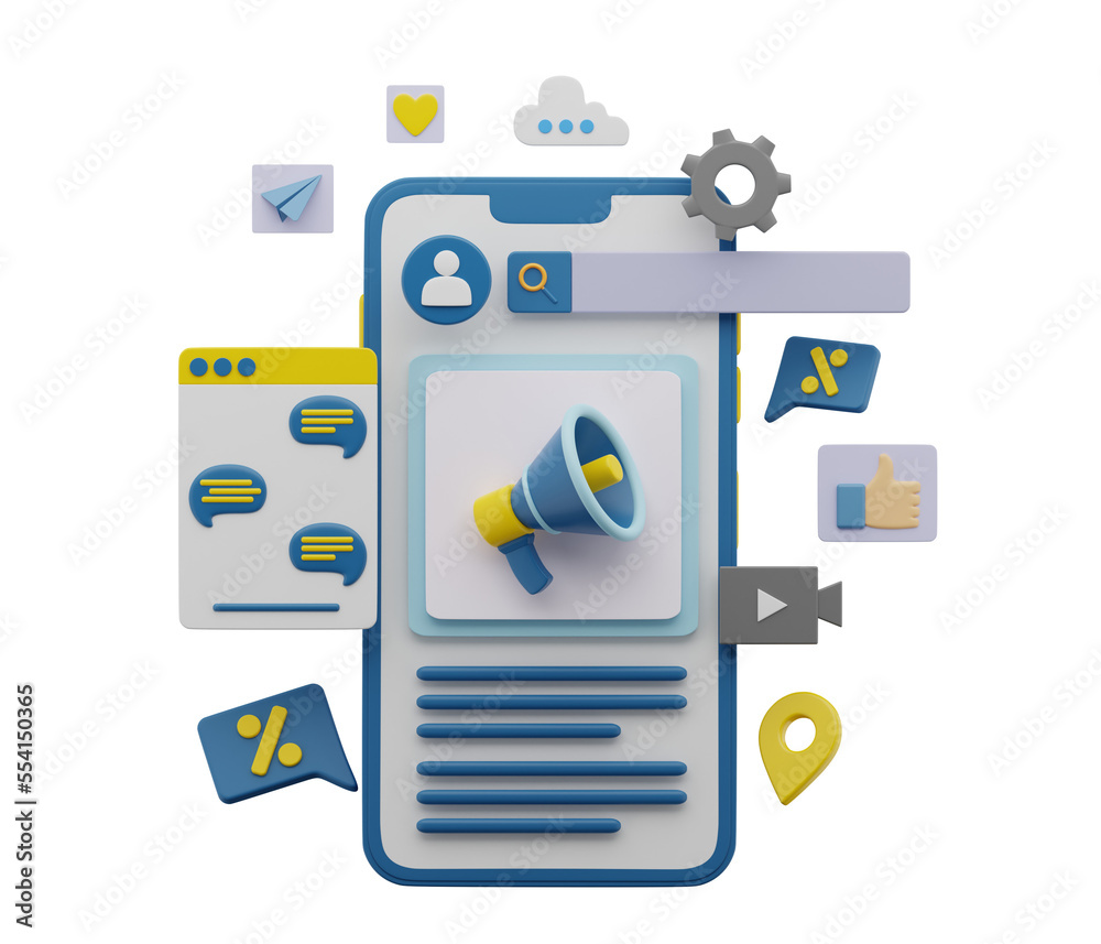 Online Marketing 3D Illustration