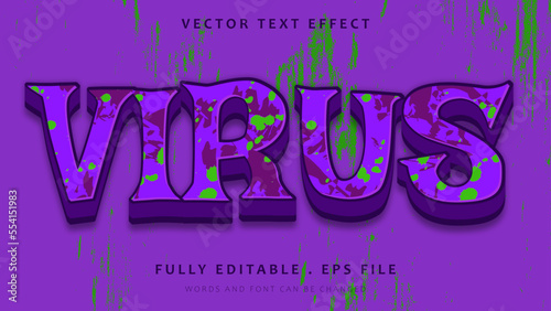 Abstract 3d Grunge Word Virus Editable Text Effect Design Template