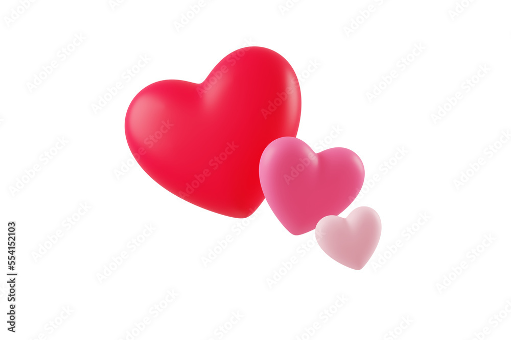Valentine concept 3d red heart in speech bubble object isolated on pink background for graphic decorate. 3d render illustation with object clipping path. - obrazy, fototapety, plakaty 