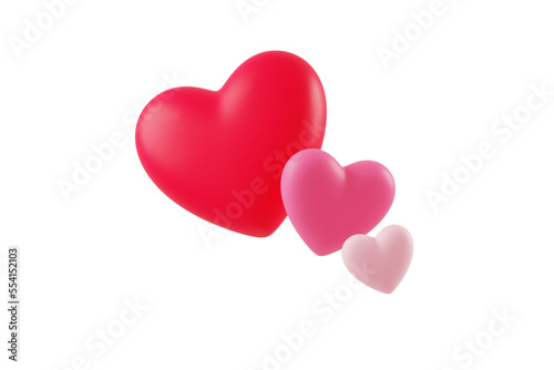 Valentine concept 3d red heart in speech bubble object isolated on pink background for graphic decorate. 3d render illustation with object clipping path.