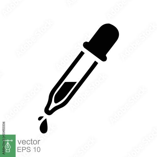Dropper icon. Simple flat style. Pipette, eyedropper, liquid drop, medicine concept. Vector illustration isolated on white background. EPS 10.