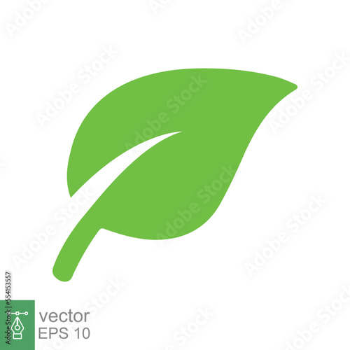 Leaf icon. Green plant, tree, nature, floral, organic, environment concept. Simple flat style. Vector illustration isolated on white background. EPS 10.