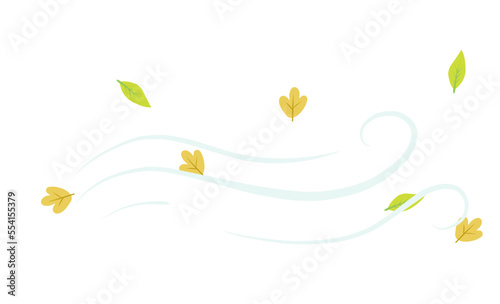 Autumn leaves flies in wind isolated illustration