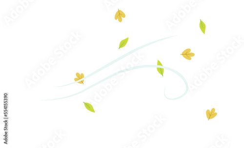 Autumn leaves flies in wind isolated illustration