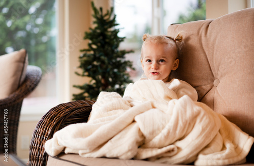 Baby in beautiful style. Happy family kid concept. Beautiful emotional child