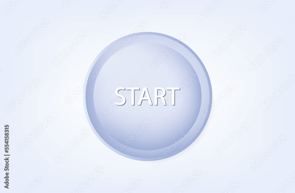 White round button Start 3d. Interface element, enable, start, continue. Modern switch, UI, play or join. Round shape, switch, input, enter, follow next. White button for settings. Vector illustration White round button Start 3d. Interface element, enable, start, continue. Modern switch, UI, play or join. Round shape, switch, input, enter, follow next. White button for settings. Vector illustration