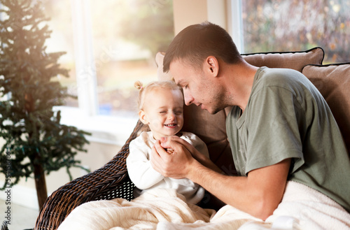 Father plays with a beautiful child.The concept of love in the family
