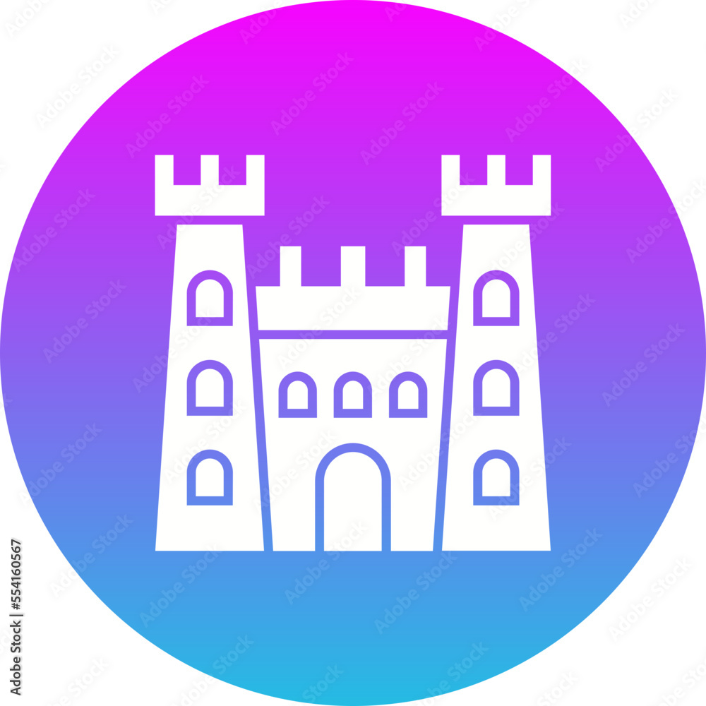 Castle Gradient Circle Glyph Inverted Icon Castle Gradient Circle Glyph Inverted Icon