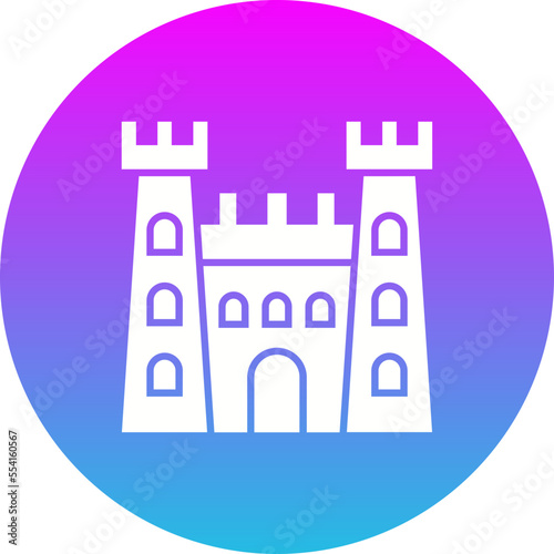 Castle Gradient Circle Glyph Inverted Icon