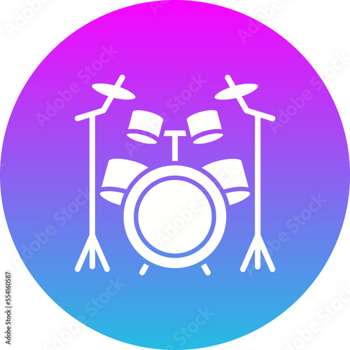 Drum Kit Gradient Circle Glyph Inverted Icon