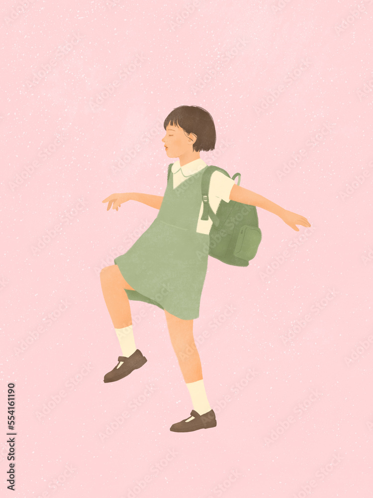 little Asian girl wearing uniform childhood memories going to school little Asian girl wearing uniform childhood memories going to school