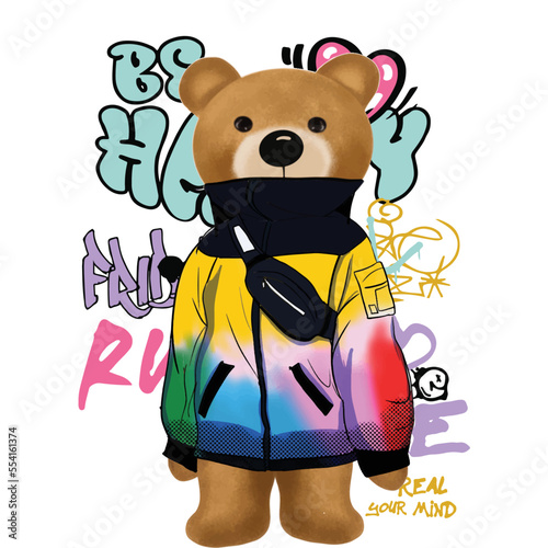 teddy bear and graffiti. T Shirt graphic 