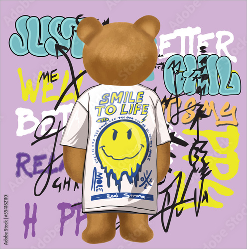 Teddy street. Graffiti slogan
