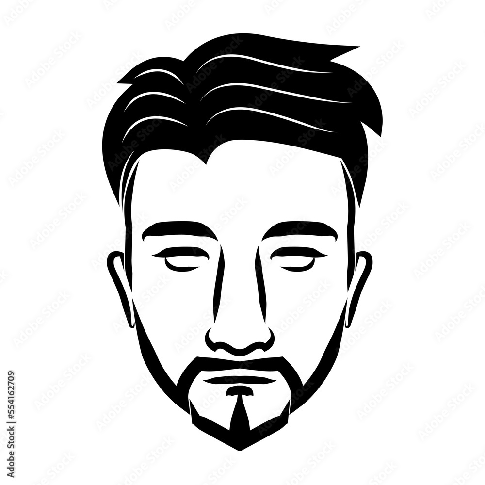 line art drawing of vintage male face. Good use for symbol, icon, avatar, tattoo, T Shirt design, logo or any design