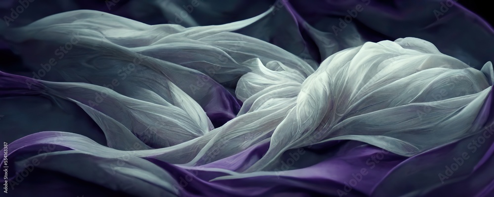 Abstract fabric wave, purple and white, sheer background, generative ai Abstract fabric wave, purple and white, sheer background, generative ai