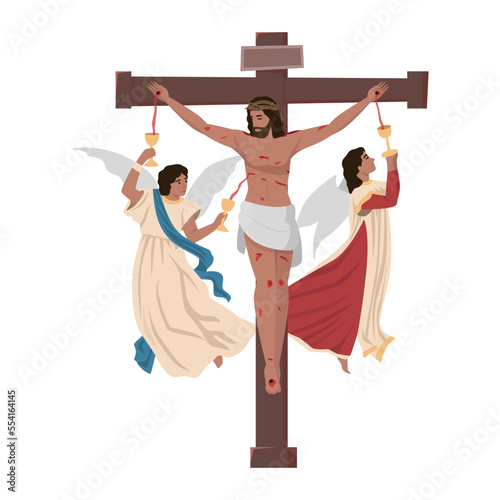 The precious blood of Jesus. Flat vector illustration isolated on white background