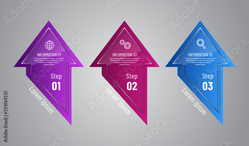 business infographic 3 d, square and arrow style, Glass design, can be used for workflow layout, diagram, annual report, web design.Creative banner, label vector, Business Plan.