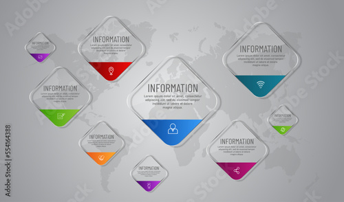 business infographic 3 d, Glass design, square style, can be used for workflow layout, diagram, annual report, web design.Creative banner, label vector, Banner design.