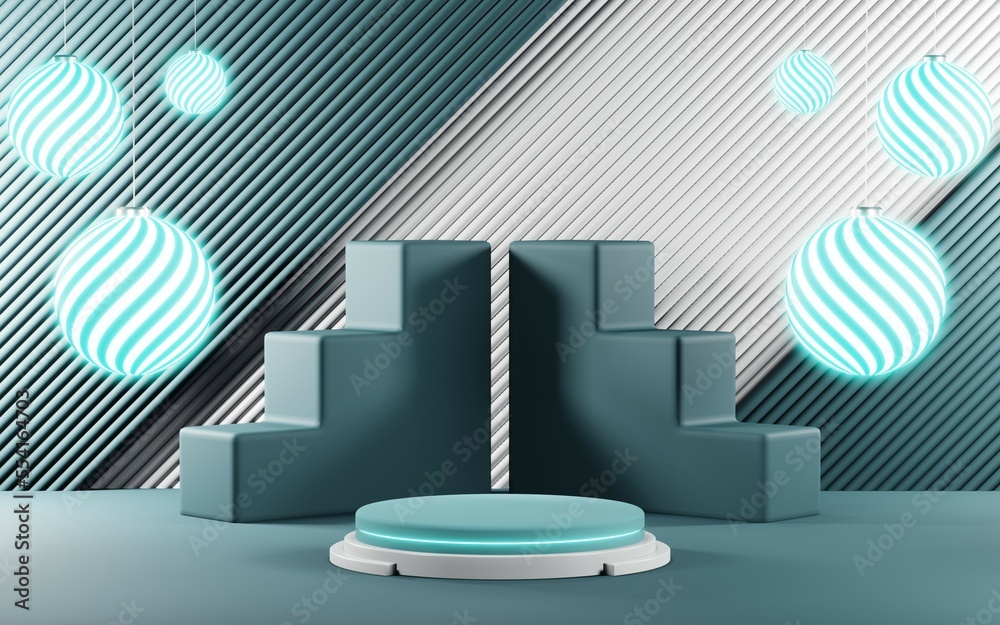 3D render of Podium background in blue tones for displaying cream products. cosmetics 3D render of Podium background in blue tones for displaying cream products. cosmetics