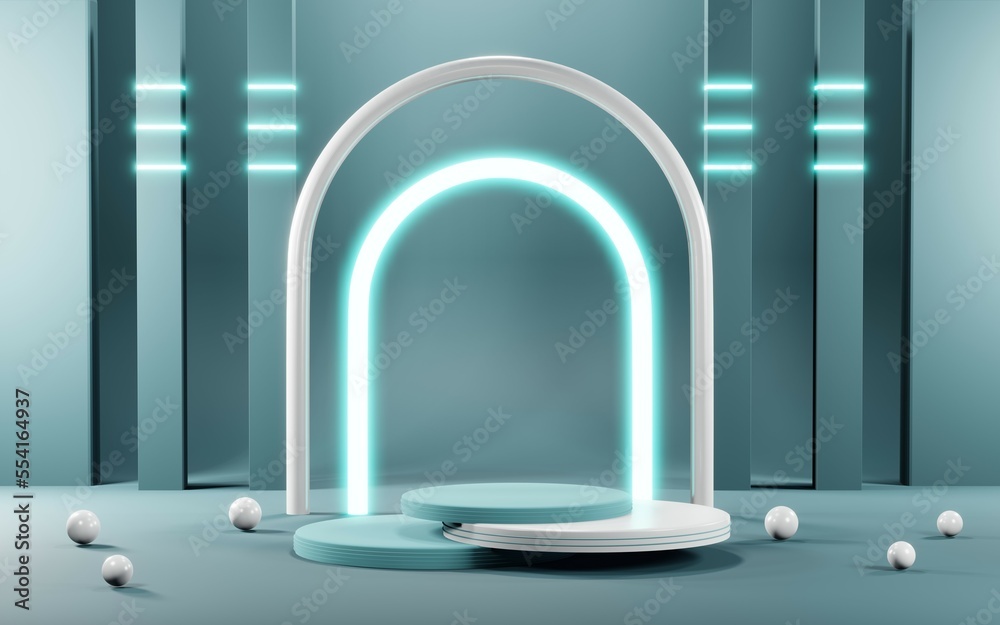 3D render of Podium background in blue tones for displaying cream products. cosmetics 3D render of Podium background in blue tones for displaying cream products. cosmetics
