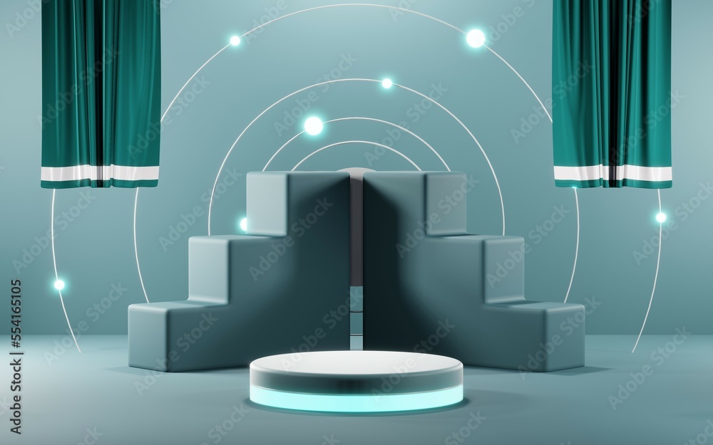 3D render of Podium background in blue tones for displaying cream products. cosmetics 3D render of Podium background in blue tones for displaying cream products. cosmetics