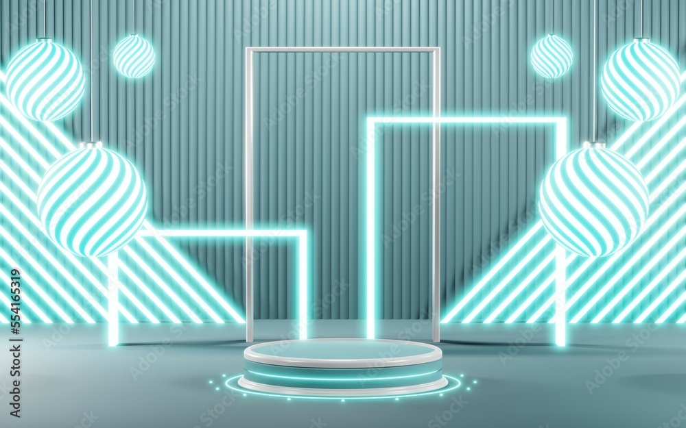 3D render of Podium background in blue tones for displaying cream products. cosmetics 3D render of Podium background in blue tones for displaying cream products. cosmetics