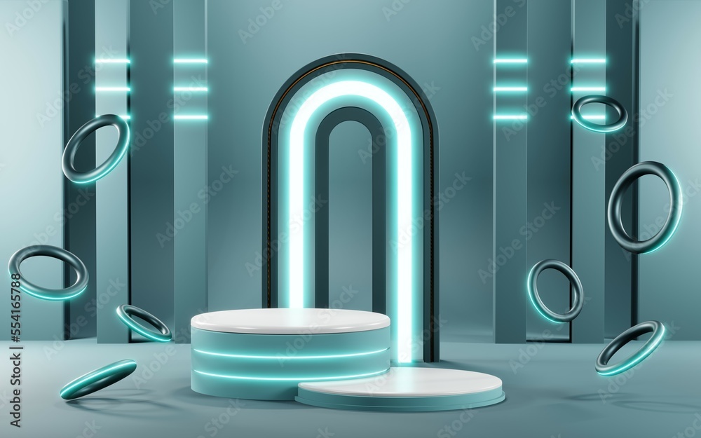 3D render of Podium background in blue tones for displaying cream products. cosmetics 3D render of Podium background in blue tones for displaying cream products. cosmetics