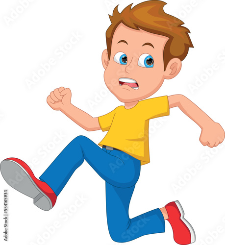 cartoon cute boy running away