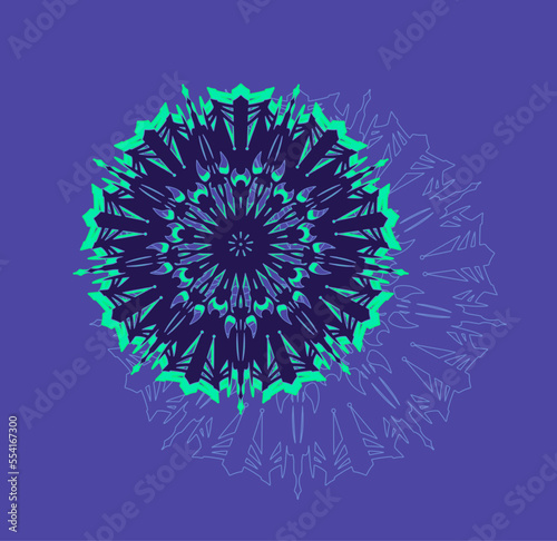 Northern mandalas are painted in a Scandinavian circle scheme with most commonly-seen hue in the Northern Lights spectacle. Separate use. An example of a color scheme. Vector.