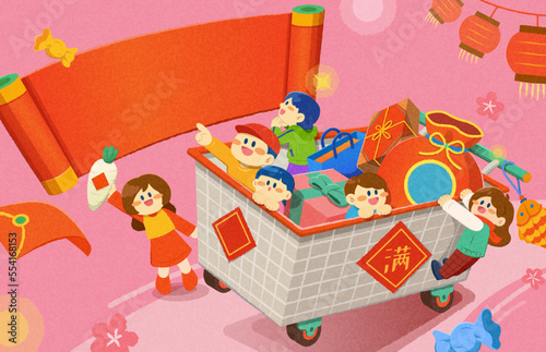 Pink new year shopping template