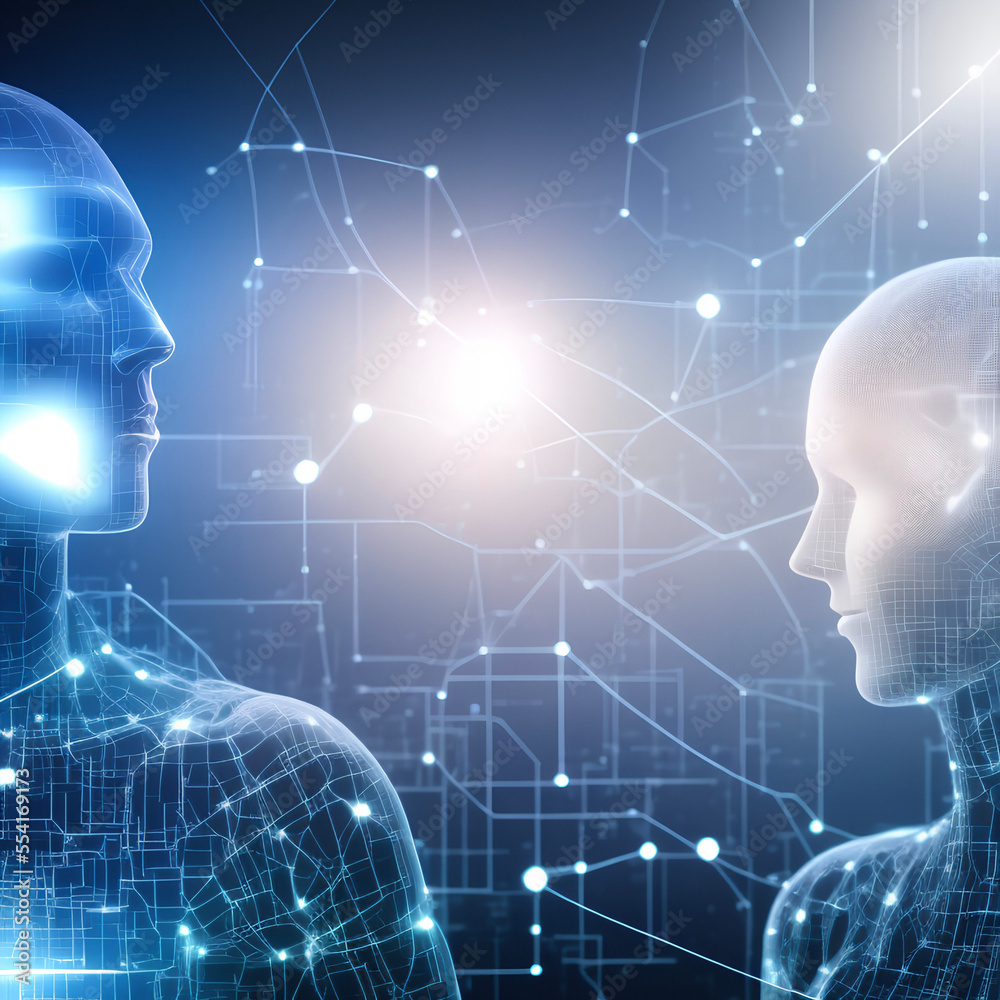 Artificial Intelligence, AI, network, future, holographic, light, blue, created with Generative AI Artificial Intelligence, AI, network, future, holographic, light, blue, created with Generative AI