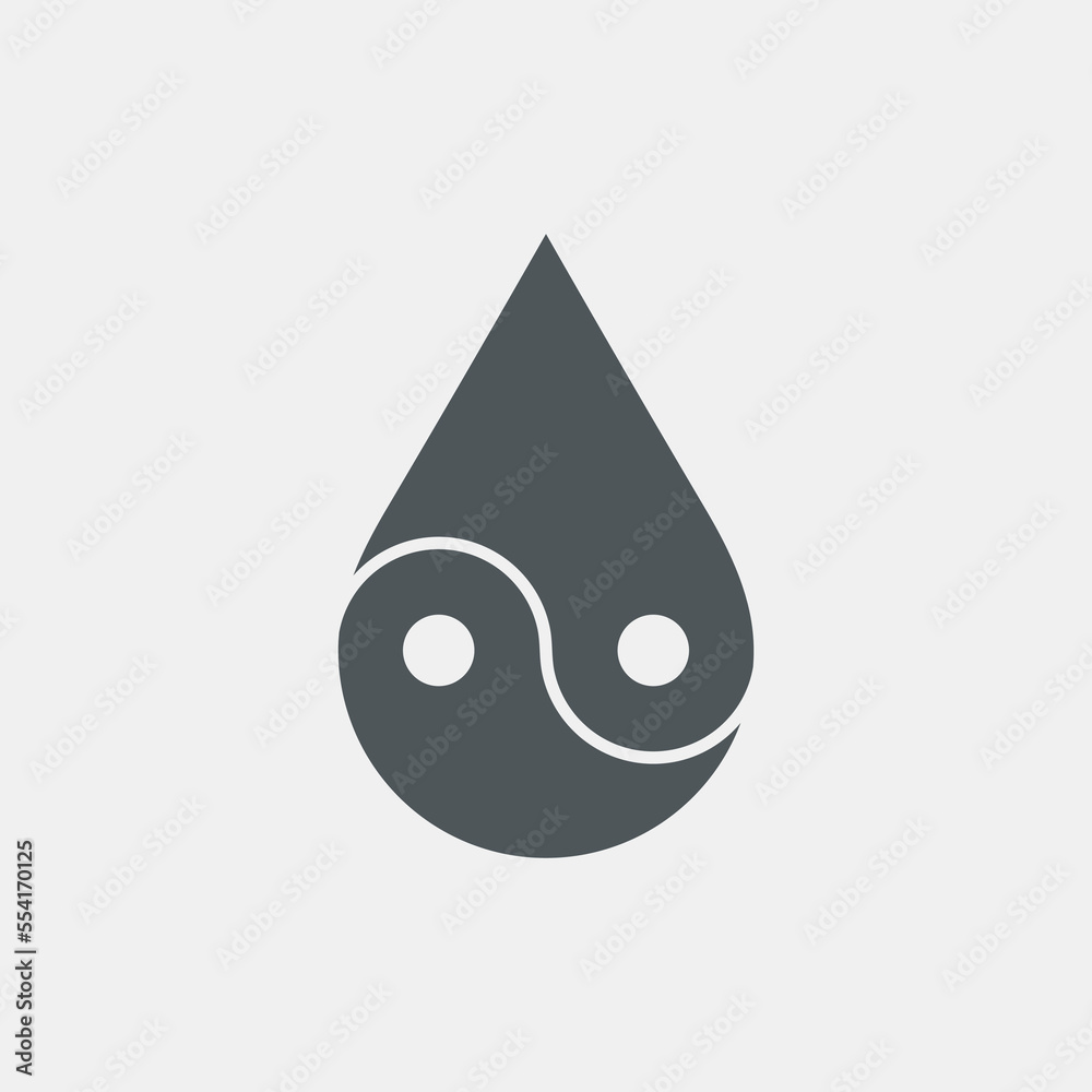 Water drops droplet raindrops Yin-yang icon quality vector illustration cut Water drops droplet raindrops Yin-yang icon quality vector illustration cut